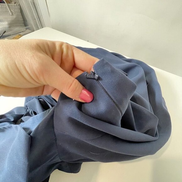 Jenny Yoo JY Womens Crepe Overlay Bow Back Bridesmaids Dress Navy 8 V-Neck JY540 - Picture 5 of 9